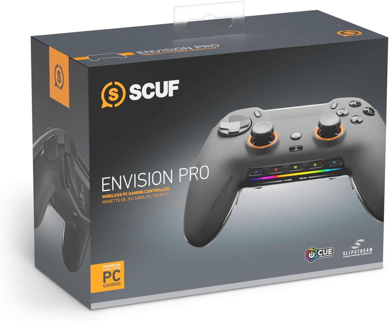 SCUF ENVISION PRO Wireless PC Only Gaming Controller - Five Remappable G-Keys - Remappable Back Paddles - Instant Triggers - iCUE Compatible - Steel Gray - Image 6