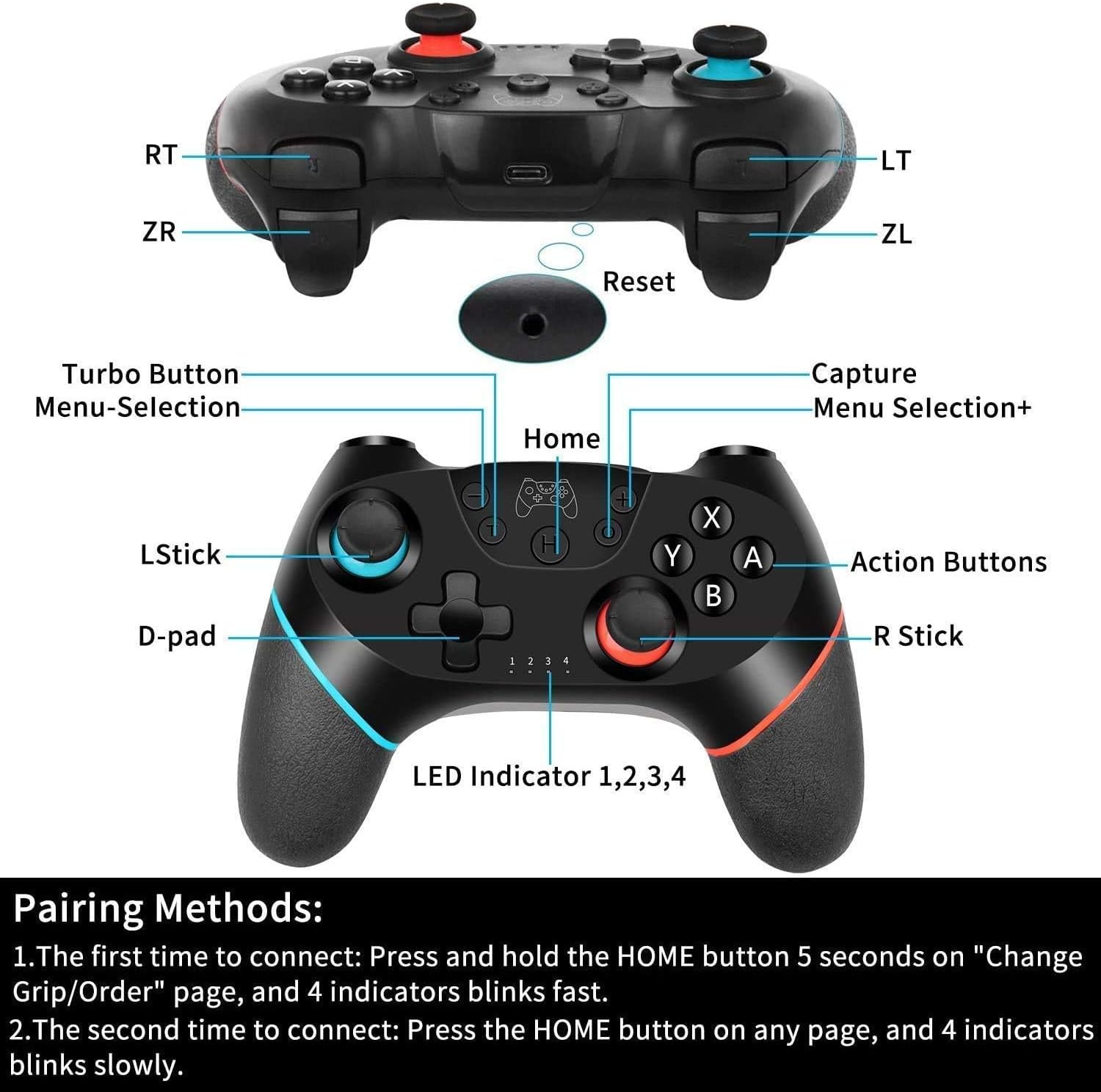 Upgraded Wireless Controller for Switch/Lite/OLED/Switch 2 Pro Controller for Switch Remote Joystick Gamepad Supports Wake up, Gyro Axis, Turbo, Dual Vibration and Screenshot Function - Image 2