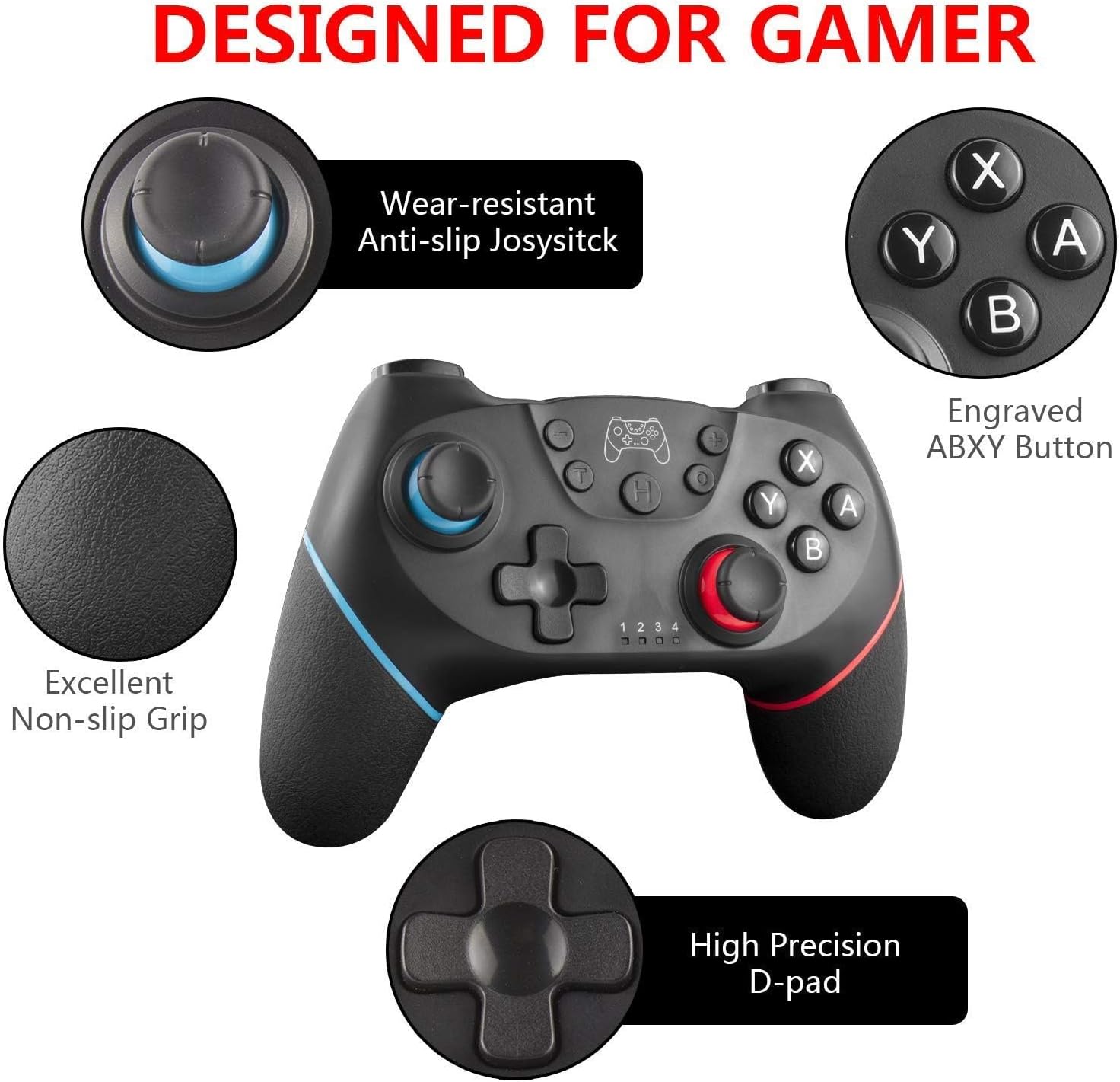 Upgraded Wireless Controller for Switch/Lite/OLED/Switch 2 Pro Controller for Switch Remote Joystick Gamepad Supports Wake up, Gyro Axis, Turbo, Dual Vibration and Screenshot Function - Image 3